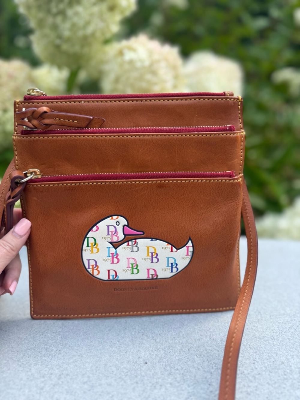 Dooney & Bourke Rare DB75 Florentine Triple Zip Crossbody Bag